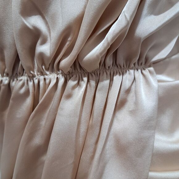 Lavish Alice Elegant Draped One-Shoulder Satin Ruched Mini Dress Champagne Sz 4 - Picture 13 of 17